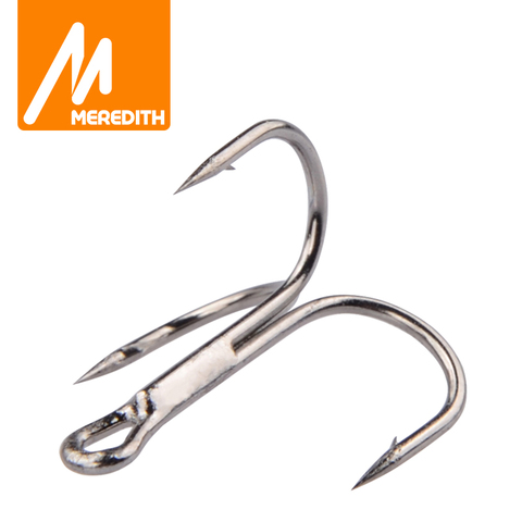 MEREDITH 20Pcs/lot 4# 6# 8# Fishing Hook High Carbon Steel Treble Overturned Hooks Fishing Tackle Round Bend Treble For Bass ► Photo 1/6