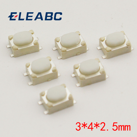 50pcs/lot SMT 3x4x2.5MM 4PIN Tactile Tact Push Button Micro Switch G75 Self-reset Car Remote Control Switch ► Photo 1/3