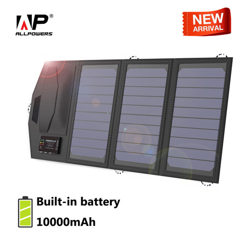 ALLPOWERS 10000mAh Mobile Power Bank Smartphone Solar Charger USB 5V 15W Travel Outdoors Folding Solar Panel ► Photo 1/6