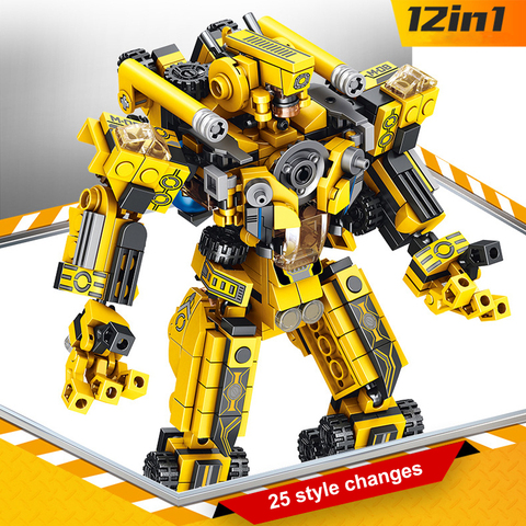 576pcs 12in1 Techinc Transformation Robot Building Bricks Creative Assembling Educational figure Blocks Gift Toys for Children ► Photo 1/6