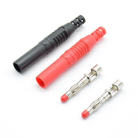 2 Pcs Straight Insulated Safety 4mm Male Banana Plug Wire Solder DIY Connectors Instrument test plug high current voltage gauge ► Photo 1/4