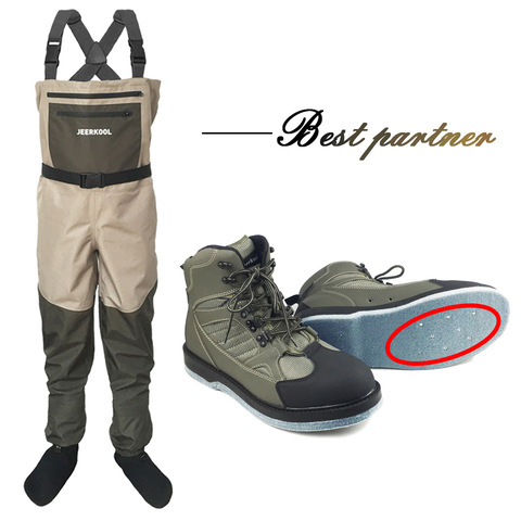Army Green Waders Pants Fly Fishing Clothes Waterproof Suit Wading Shoes Aqua Shoe Felt Sole Boots Leaking Water Shoes DXMDU1 ► Photo 1/6