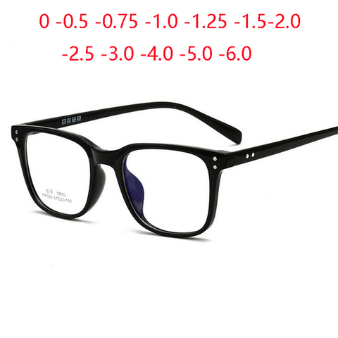 Rivet Student Square Myopic Glasses Women Men TR90 Retro Minus Lens Prescription Spectacle Diopter  0 -0.5 -0.75 -1.0 To -6.0 ► Photo 1/6