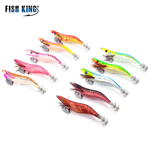 FISHING KING 1PC Squid Jigs Jigging Winter Fishing LureArtificial Luminous Wood Shrimp  Squid Lure Hard Pesca Fishing Accessory ► Photo 1/6