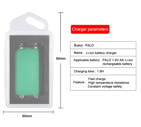 PALO usb smart charger for 1.5v aa li ion rechargeable battery ► Photo 1/4