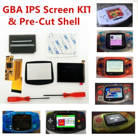 V2 IPS Backlight LCD Kits 10 Levels Brightness For Gameboy Advance Console For GBA + Colorful Pre-Cut Shell case ► Photo 1/6