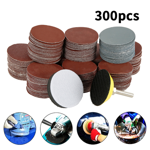 300pcs 80/180/240/320/800/3000 Grits Sanding Disc Set 2inch 50mm+ Loop Sanding Pad  with 3mm Shank For Polishing Cleaning Tools ► Photo 1/6