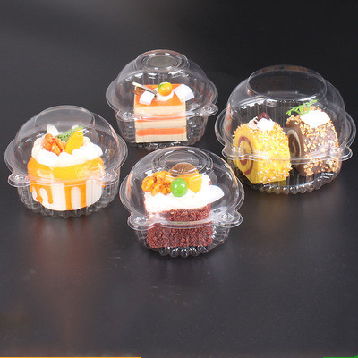 50-100 cup cake box transparent box packaging cute cat head shape plastic disposable dome cake box fruit cake cup box ► Photo 1/6