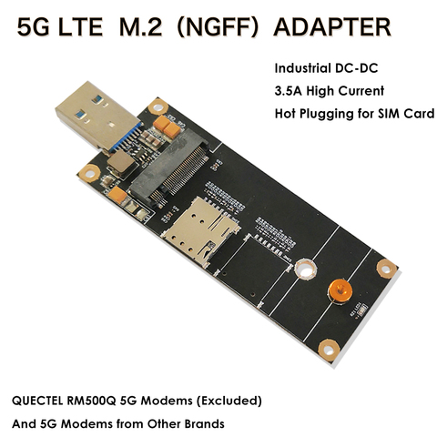 5G 4G LTE Industrial M.2(NGFF) to USB3.0 Adapter W/NANO SIM Card Slot Compatible with 5G LTE Module Like Quectel RM500Q etc. ► Photo 1/5