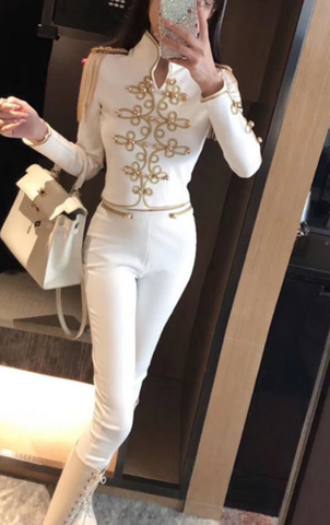 2022 New Winter Women Club Bandage Set Black White Tassel Tops&Pant 2 Two Pieces Set Night Out Celebrity Evening Party Set ► Photo 1/4