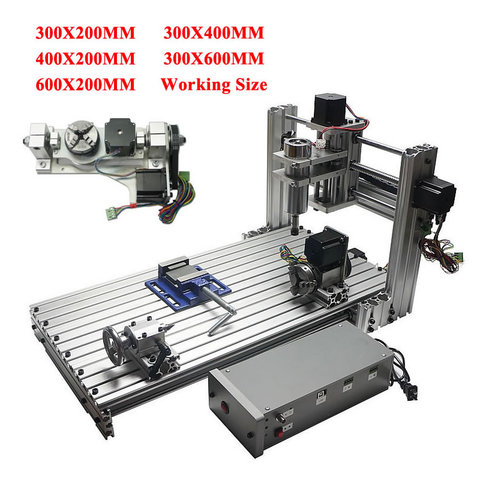 DIY cnc 3060 3040 3020 4020 6020 5axis 4axis 3axis wood engraving machine 400w usb milling lathe metal router aluminum frame kit ► Photo 1/6