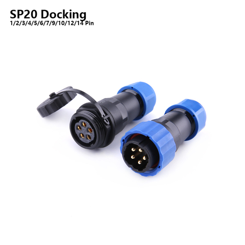 SP20 IP68 Butt TYPE waterproof connector 1/2/3/4/5/6/7/9/10/12/14 Pin Aviation Plug socket Industrial cable Electric connectors ► Photo 1/6