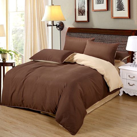 4pcs Bed Set, Brown And Gold Duvet Covers