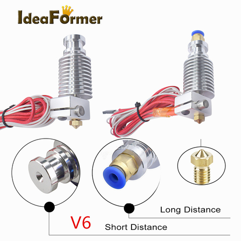 3D Printer 12V/24V V6 Bowden/Wade Extruder J-head Hot End 0.4mm Brass Nozzle for 1.75/3.0mm filament. ► Photo 1/6