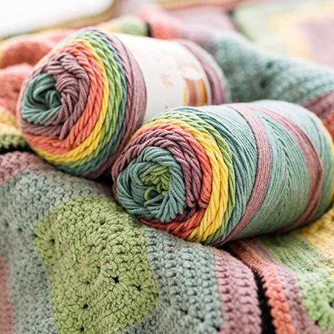 100g 193M  Rainbow segment dyed yarn 5 Strand wool DIY Handmade knitted Baby sweater hat Scarf sofa cushion Cake yarn ► Photo 1/6