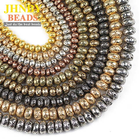 JHNBY Silvers,Rose Gold,Bronze,black Lava 6/8/10MM Natural Stone Flat Round Hematite Loose beads for Jewelry bracelet Making DIY ► Photo 1/6
