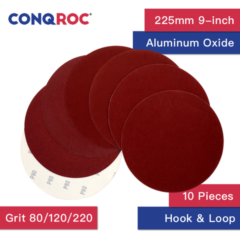 10 Pieces 9-inch 225mm Dry Sanding Discs Hook & Loop Aluminum Oxide Sand Paper Discs ► Photo 1/5