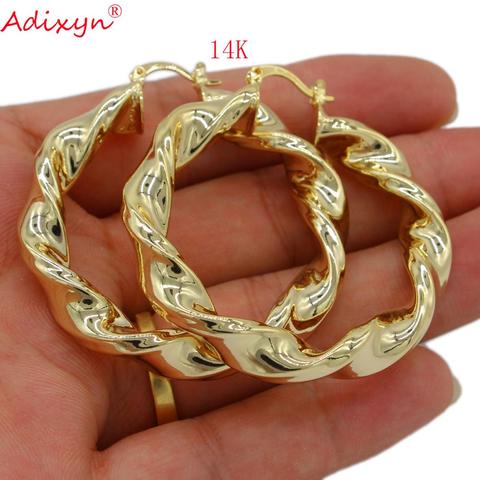 Adixyn four color desigh Ethiopian Gold Hoop Earrings for Women Gold Color Drop Style Earring Fashion Jewelry 07107 ► Photo 1/6