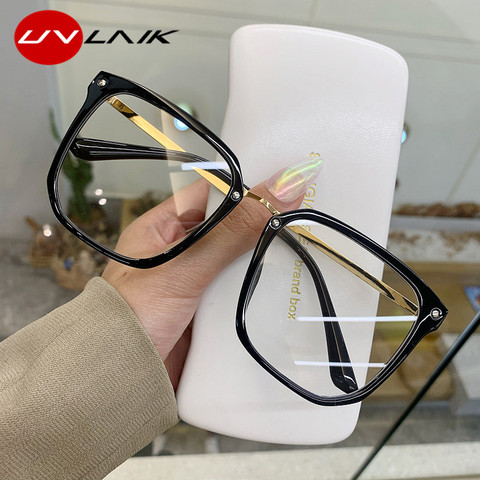 UVLAIK Blue Light Women's Glasses Frame Oversized Computer Eyeglasses Vintage Men Spectacles Transparent Square Eyewear Frames ► Photo 1/6