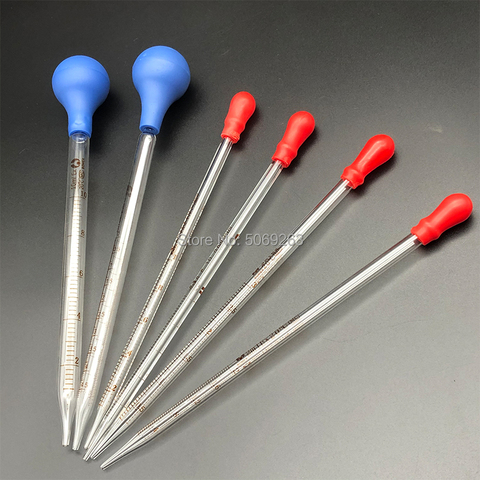 Glass Graduated Pipette Dropper Vol. 0.5ml/1ml/2ml/3ml/5ml/10mlTransfer Pipette with Rubber Head ► Photo 1/6