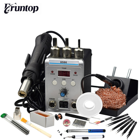 Lead-free SMD Soldering Station LED Digital Solder Iron Hot Air GUN Blowser Eruntop 8586 ► Photo 1/6