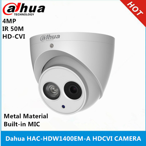 Dahua HAC-HDW1400EM-A 4MP IR 50M IP67 built-in MIC Aluminium shell replace HAC-HDW1400EM HDCVI camera ► Photo 1/2