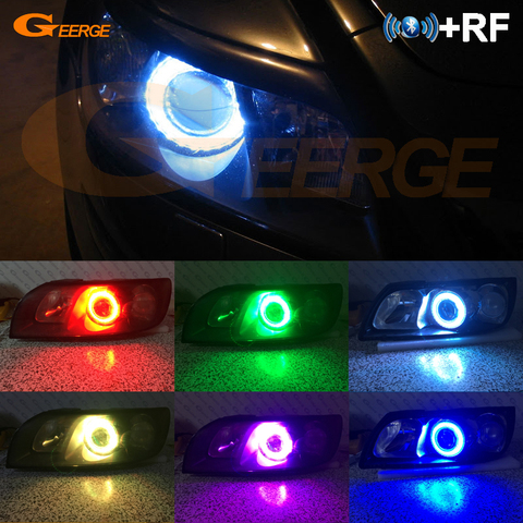 For Volvo S40 V50 2004 2005 2006 2007 projector lens RF Bluetooth Controller Multi-Color Ultra bright RGB LED Angel Eyes kit ► Photo 1/6