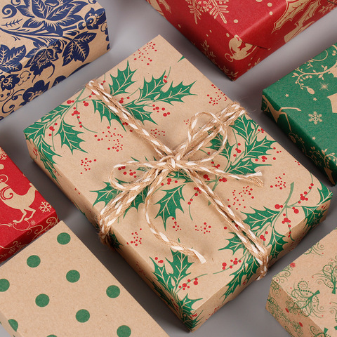 50*70cm 2022 Christmas Wrapping Paper Wedding Green Decoration Gift Wrap Artware Kraft Packing Paper Vellum Paper Origami Paper ► Photo 1/6