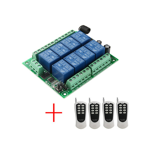 DC12V 8CH Wireless Smart Home Remote Control Switch receiver Relay Module Controller TX 8 Buttons 433MHz RF Transmitter ► Photo 1/6