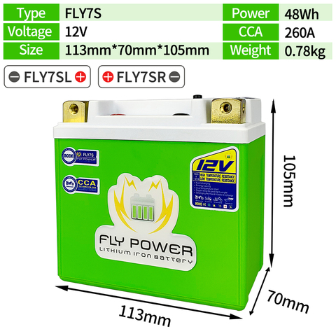 12V FLY7S LiFePO4 Motorcycle Lithium ion Battery 12V 48Wh CCA 260A Lithium iron Phosphate Scooter Batteries YTZ7S YTZ7S-BS CTZ7S ► Photo 1/6