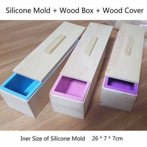 1200g Rectangular Silicone Soap Mold with Wood Cover Handmade Soap Kits 26*7*7cm DIY Toast Mould ► Photo 1/5
