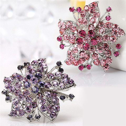 Large Size Sparkling Crystal Rhinestones Flower Brooch Pins For Outer Wear Or Wedding ► Photo 1/5