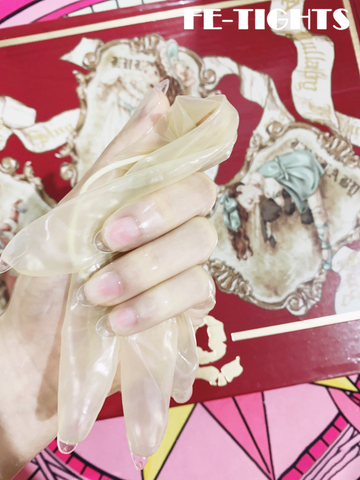 Crossdress Oil Shiny Transparent Super Thin Latex Zentai Long Gloves With Transparent Nails Sheer Cosplay Kigurumi Fetish Gloves ► Photo 1/1