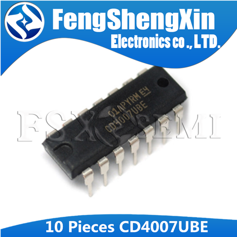 10PCS CD4007UBE DIP14 CD4007 DIP CD4007BE DIP-14 CD4007U  CMOS DUAL COMPLEMENTARY PAIR PLUS INVERTER IC ► Photo 1/1