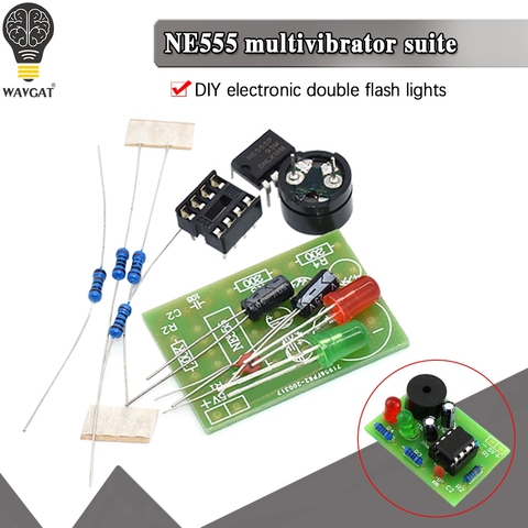 NE555 multivibrator kit NE555P steady-state circuit dual flash LAMP DIY training Maker student Lab ► Photo 1/6