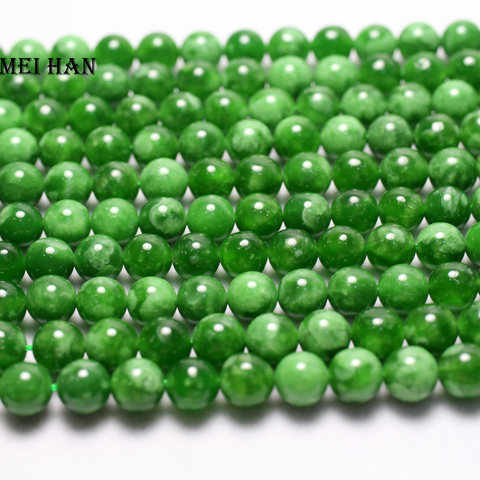 Meihan Wholesale (1 strand) natural 8mm Russia Maw-sit-sit jadeite smooth round stones beads for jewelry making diy design ► Photo 1/2