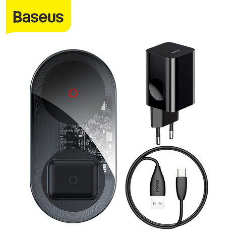 Baseus 24W Qi Wireless Charger For Airpods for iPhone 11 With USB Cable 12V CN/EU/UK Charger Fast Charging Phone Charger Pad ► Photo 1/6