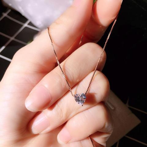 YANHUI Fashion Romantic Heart Shape 3.0ct Lab Diamond Pendant Necklace Fine Rose Gold Color CZ Necklace For Women Christmas Gift ► Photo 1/2