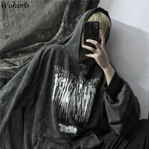 Woherb Oversized Hoodie Sweatshirt Women Men Streetwear Harajuku Vintage Washed Hooded Pullover Autumn Loose Hoodies Moletom ► Photo 1/6