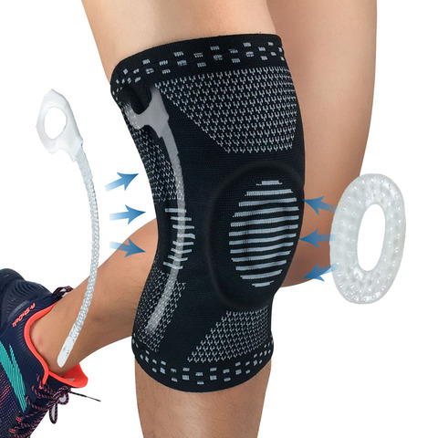 Professional Meniscus Tear Arthritis Sports Patella Knee Brace Compression Sleeve Elastic Knee Wraps with Gel Spring Support ► Photo 1/6