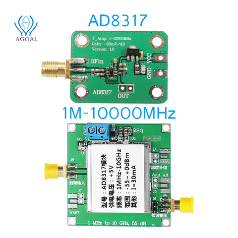 DC AD8317 Radio Frequency Logarithmic Detector Power Meter 1M-10000MHz -55 dBm to 0dBm 1MHz to 10GHz RF Power ► Photo 1/6