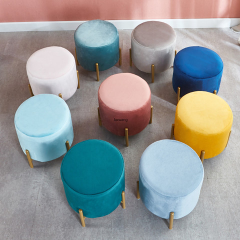 Nordic Living Room Ottoman Household Low Stools Mall Minimalist Modern Round Stool Small Stool Luxury Shoe Changeing Ottomans ► Photo 1/5