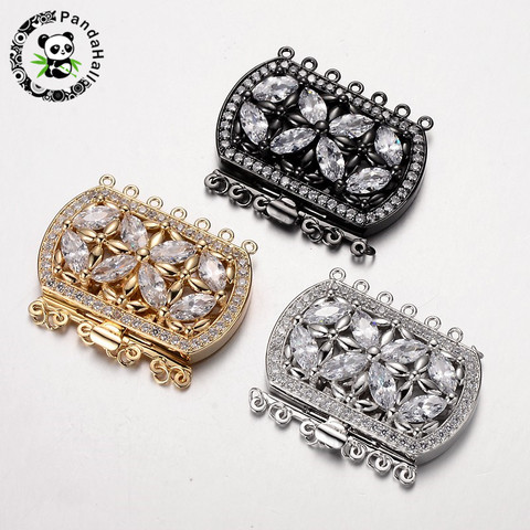 Brass Cubic Zirconia Box Clasps Metal Jewelry Findings For DIY Golden Black Platinum Multi-strand 34x43x9mm,hole:1.5 & 2.5mm ► Photo 1/6