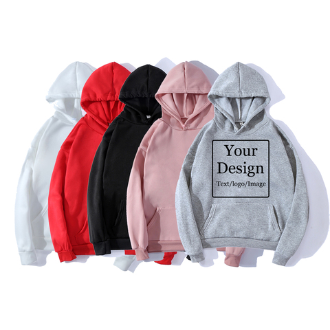 DIY Print LOGO Design Hoodie Custom Hoodies for Women Hip Hop Streetwear Unisex Sweatshirts Solid Color Hoodie Personalized ► Photo 1/6
