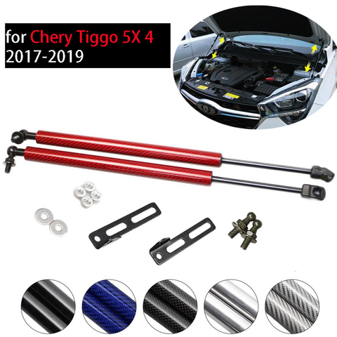 For Chery Tiggo 5X 4  2017-2022 Front Bonnet Hood Modify Carbon Fiber Gas Struts Lift Support Shock Damper Accessories Absorber ► Photo 1/6