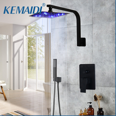 KEMAIDI Bathroom Shower Combo Set Wall Mount Shower System Bathroom Rainfall Shower Head Rain Mixer Shower Combo Set Matte Black ► Photo 1/6
