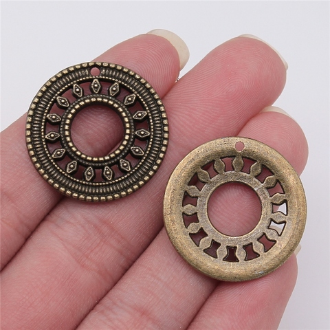 WYSIWYG 5pcs 26x26mm Antique Bronze Color Circle Charms Pendant For Jewelry Making DIY Jewelry Findings ► Photo 1/2