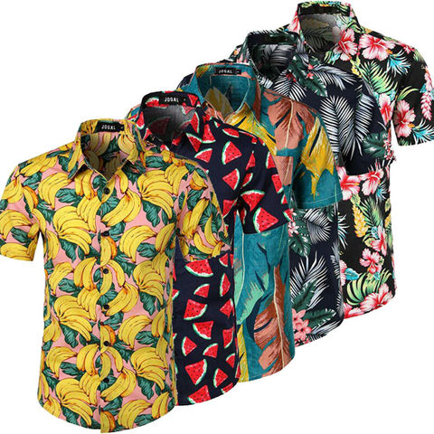 Fashion Men Hawaiian Shirt Tops Summer Fruit Floral Printed Beach Short Sleeve Camp Shirt Tops Blouse Casual Clothes ► Photo 1/6