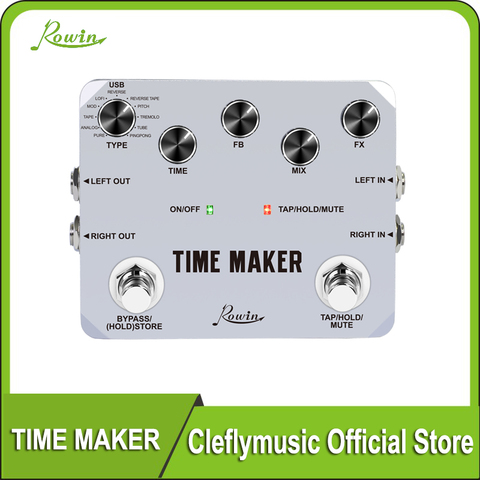 Rowin Time Maker 11 Types of Ultimate Delay Bass Guitar Effect Pedal Stereo with Tap Tempo ► Photo 1/6