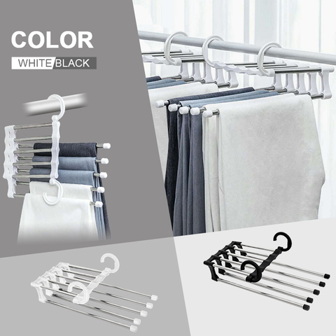 Magic 5 in 1 pant Hanger  Stainless Steel Clothing Storage Racks Multifunctional Trousers Coat Storage Organization Space Saver ► Photo 1/6